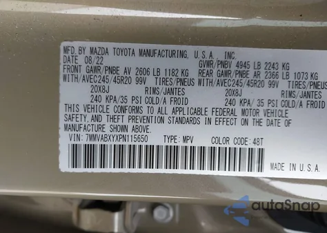 2023 Mazda Cx-50 2.5 Turbo z USA, uszkodzony, nr VIN 7MMVABXYXPN115650